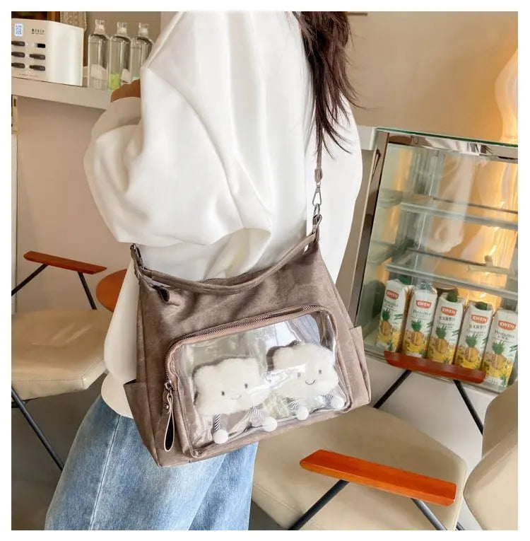 MBTI Casual Ita Bag for Women Fashion Aesthetic Y2k Large Capacity Shoulder Bag Transparent Daily Advanced Harajuku New Handbag