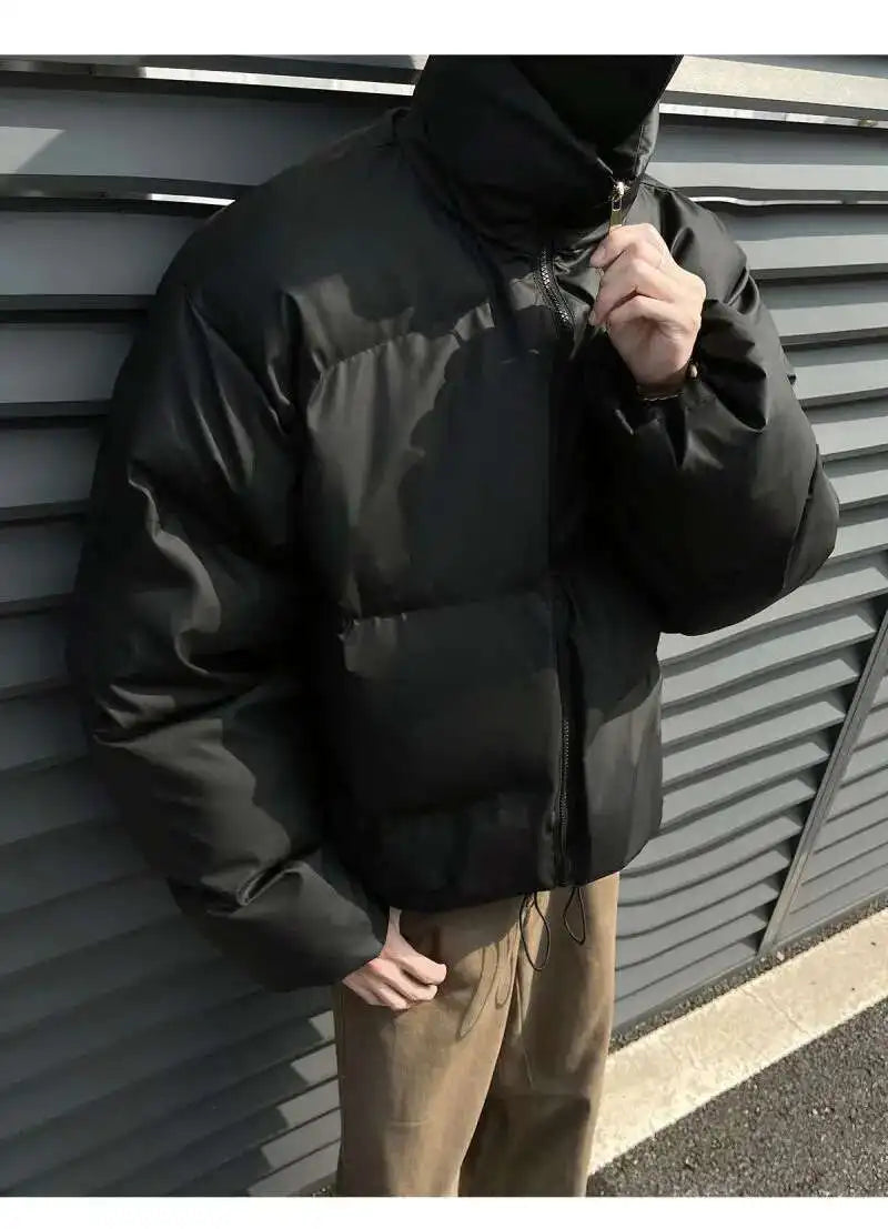 PFHQ Winter 2024 Short Loose Bread American Cotton Jacket Winter solid color stand collar long sleeve male tops