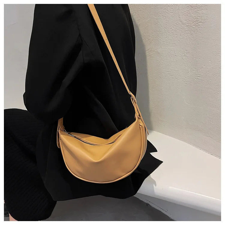 Zipper Women's Bag Korean Designer Middle Hobos Women Handbags High Quality PU Leather Ladies Shoulder Crossbody Bag Whole Sale