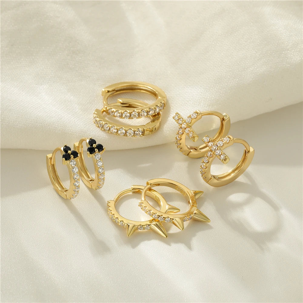 CANNER White Zircon Simple Love Round Earring For Women 925 Sterling Silver Earrings Hoops Pendiente Plata Piercing Gold Jewelry