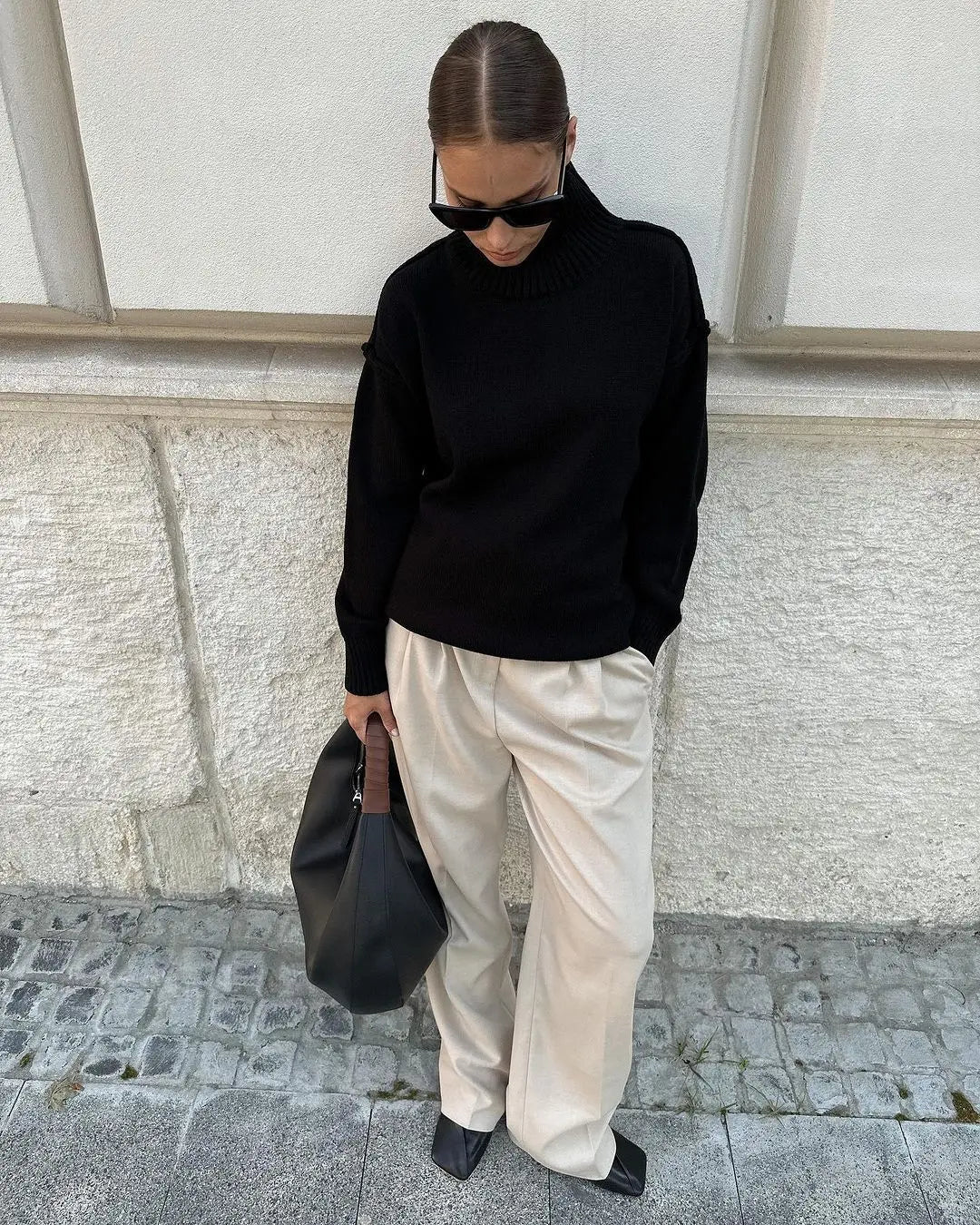Bornladies Women's Solid Color Knitted Turtleneck Sweater Autumn Winter Thick Loose Casual Pullovers Female Warm Fashion Sweater