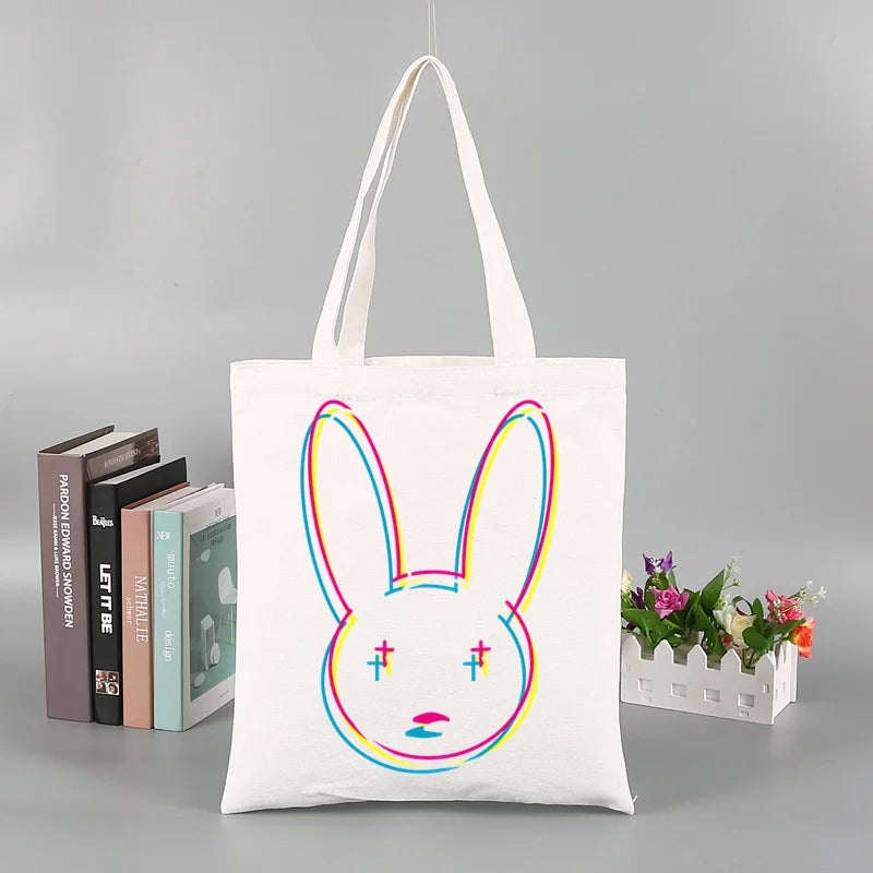 Un Verano Sin Ti Gift Bag Set, Bad Bunny Print Tote Bag, Casual Canvas Shoulder Bag with Mini Storage Bag