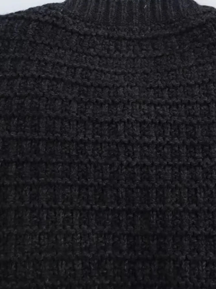 TRZA-Women's Front Button Knit Cardigan Sweater, O Neck, Long Sleeve, Female Outerwear, Chic Tops, Fashion