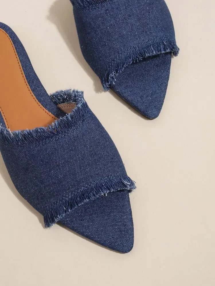 Women Flats Cowboy Slippers Fashion Beach Dress Shoes Summer Femme Pointed Toe Flip Flops New Casual Slides Zapatos Mujer