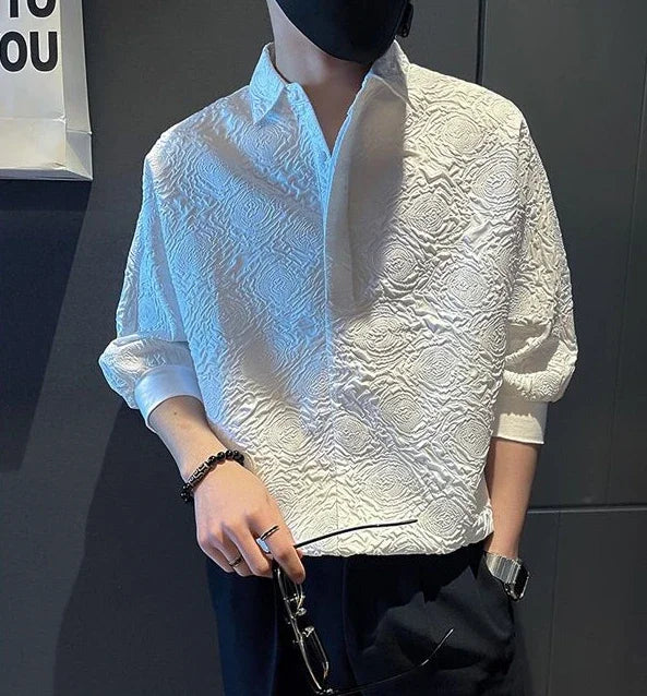 Man Shirt Graphic Half Sleeve Shirts For Men White New In Fashion 2024 Xxl Elegant With Sleeves Tops Trend S Luxury Social I
