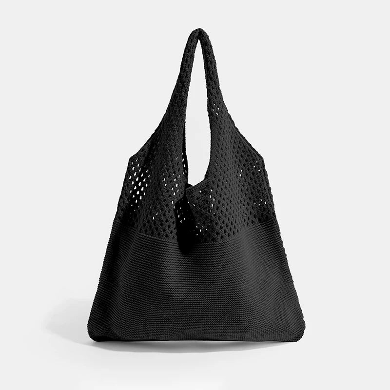 Women Knitted Bag Woven Love Heart Pattern Wool Portable Shoulder Bag Shopping Bags Workers Students Daily Commuter Bags