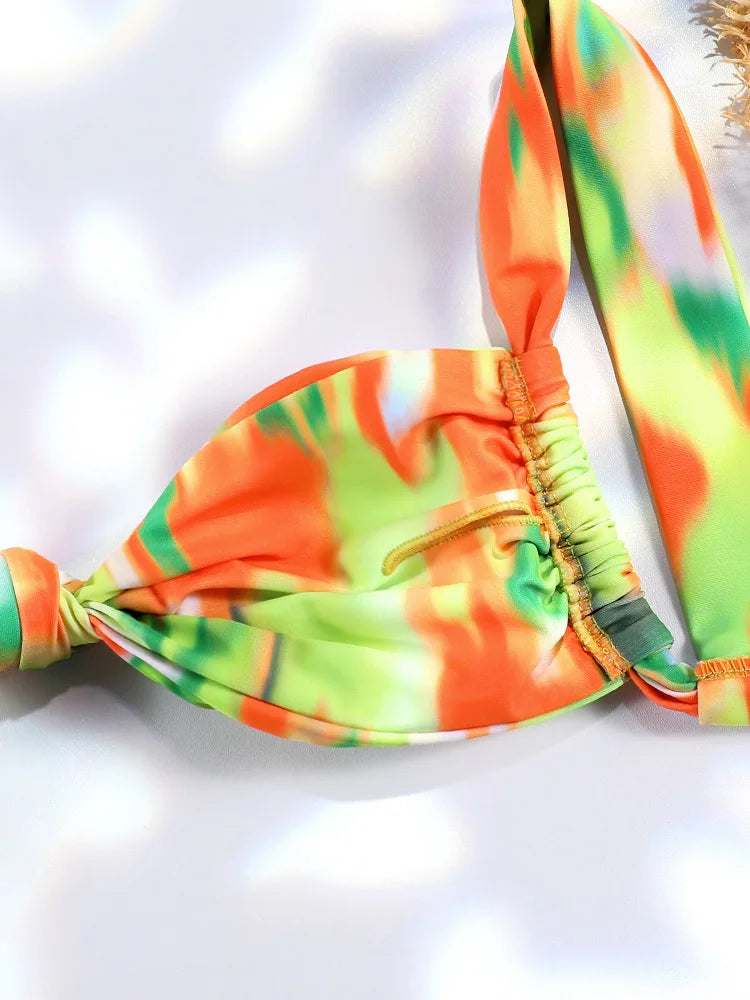 Plaid Print Bikinis Bow Swimwear Women Swimsuit Triangle Bikini Set Bandage Bath Suit Low Waist Thong Beachwear New Biquini