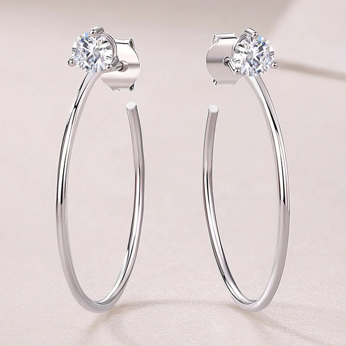 TFGLBU Elegant 4mm Moissanite Hoop Earrings for Women Sparking Trendy 100% Solid 925 Silver Ear Wedding Jewelry Christmas Gift
