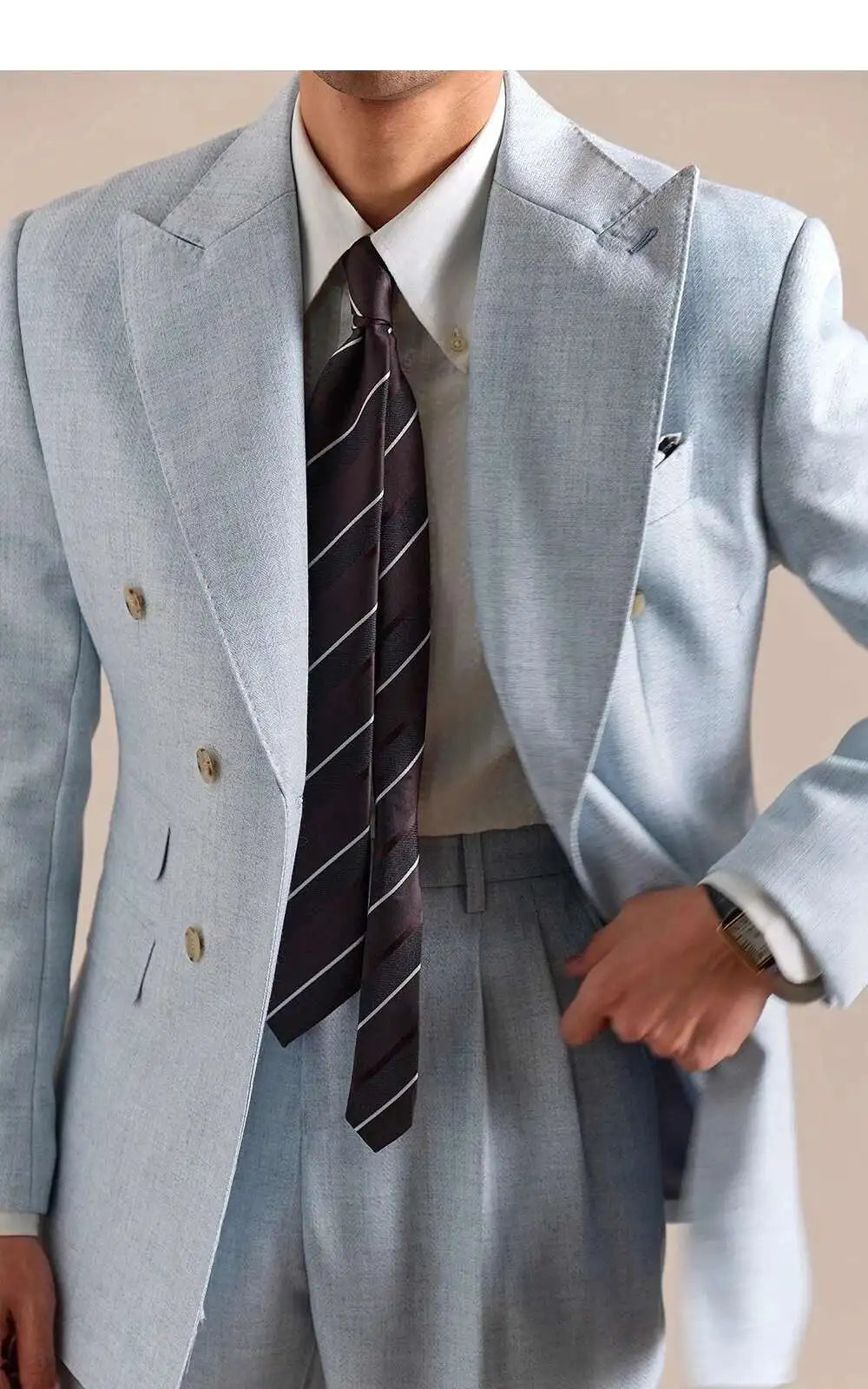 2025 Spring British Style Men Blazers Double Breasted Casual Suit Jacket Wedding Business Coat Social Banquet Tuxedo Costume