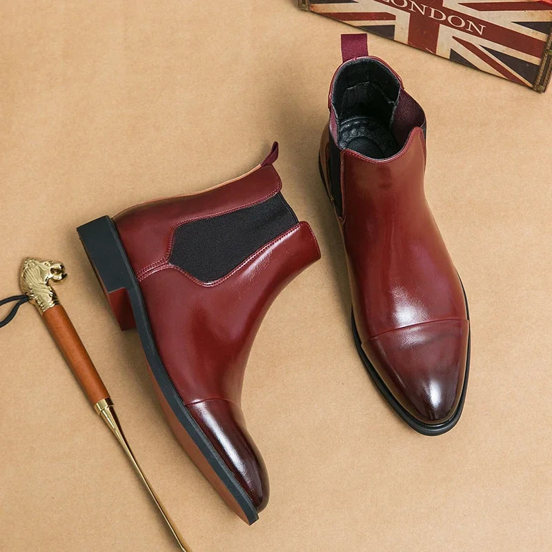 Luxury Brand Men's Chelsea Boots New Outdoor Red Sole Square Shoes Handmade Toe Business Ankle Boots for Men Dress Boots 2024