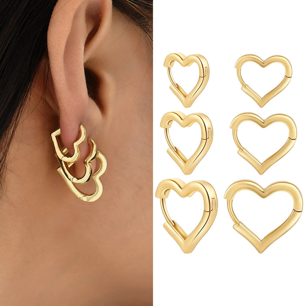 Punk Rock Helix Fake Cartilage Ear Cuff with Long Chain Circle Hoop Earrings Set for Women Tiny Piercing Huggie Earring Jewelry