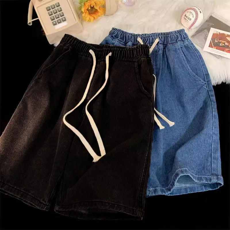 2025 NewRetro style loose jeans Y2k streetwear hip-hop casual fashion men's jeans loose straight cut shorts men