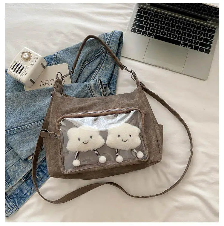 MBTI Casual Ita Bag for Women Fashion Aesthetic Y2k Large Capacity Shoulder Bag Transparent Daily Advanced Harajuku New Handbag
