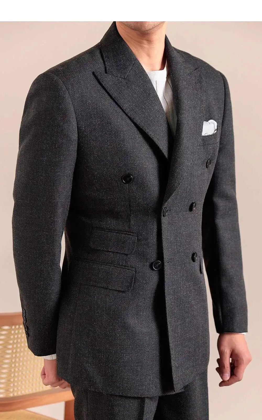 2025 Spring British Style Men Blazers Double Breasted Casual Suit Jacket Wedding Business Coat Social Banquet Tuxedo Costume