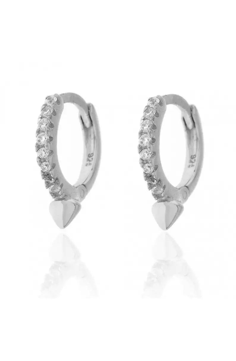 CANNER White Zircon Simple Love Round Earring For Women 925 Sterling Silver Earrings Hoops Pendiente Plata Piercing Gold Jewelry