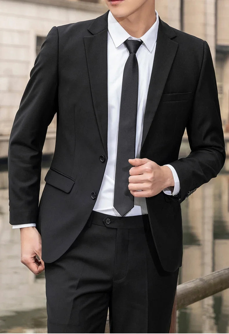 New (Blazer+ Vest + Pants) Fashion Business Men's Professional Dress Solid Color Trend Casual Gentleman Slim Groom Suit M-6XL
