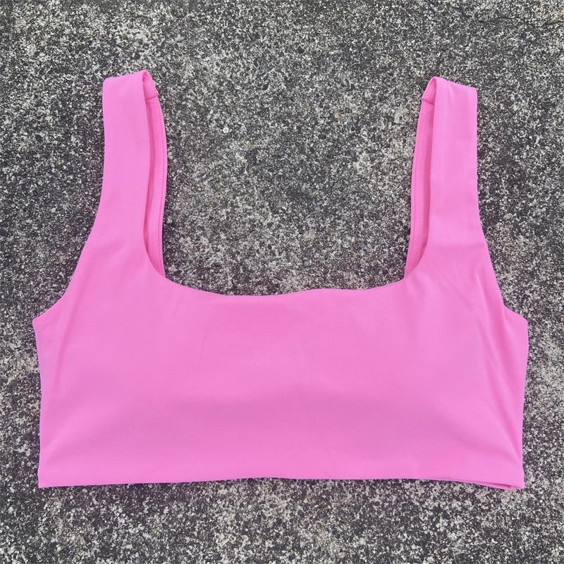 Solid Color Sports Bra Push Up Gym Underwear Women Breathable Yoga Vest Clothes High Impact Fitness Workout Top With Chest Pad