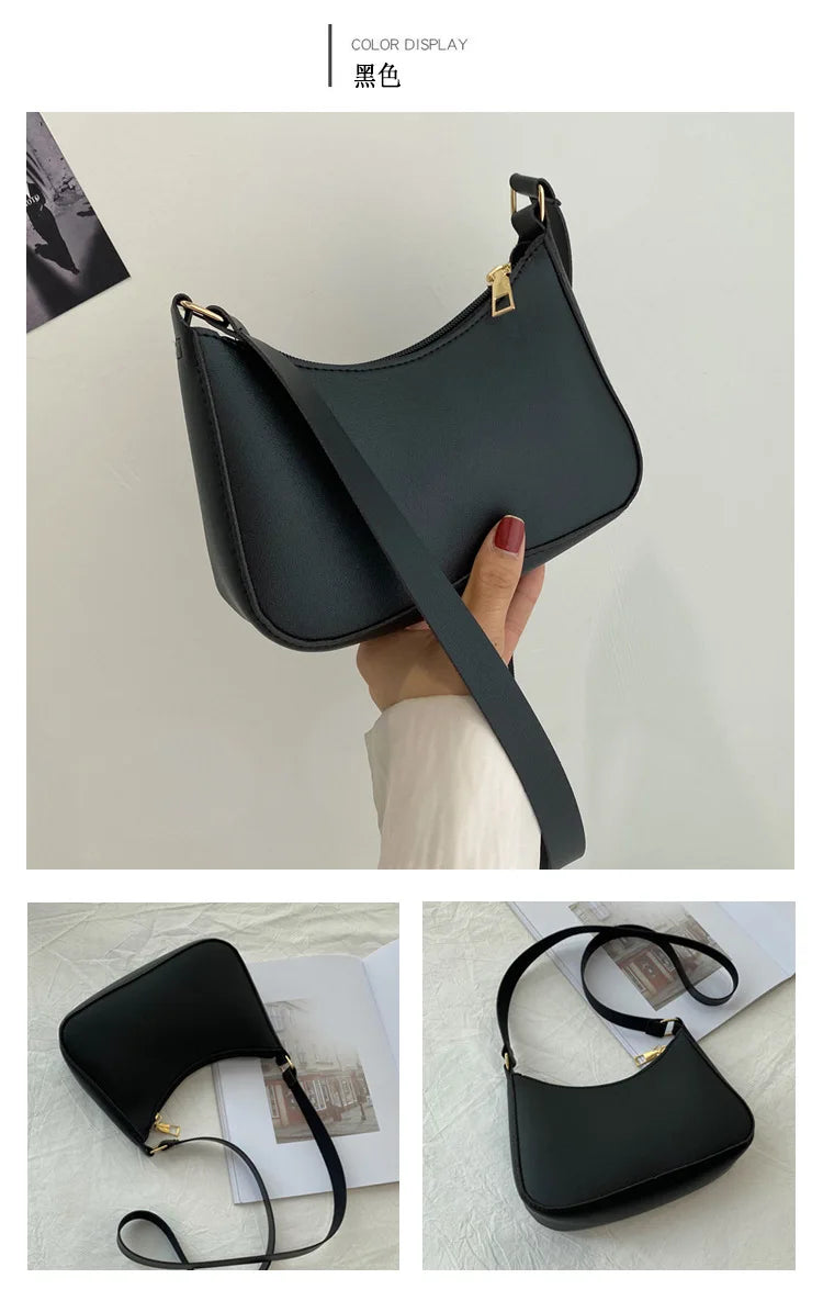 New Women's Fashion Handbags Retro Solid Color PU Leather Shoulder Underarm Bag Casual Women Handbags Designer Bag for Women