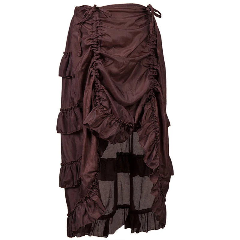 Brown Black Steampunk Skirt for Women Pirate Sexy Skirts Party Clubwear Outfit Punk Burlesque Costumes Accessories Plus Size