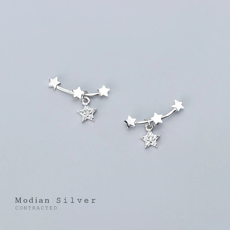 Modian Stackable Twinkle Star Sterling Silver 925 Stud Earrings for Women Fashion 3 Color Simple Ear Pin Fine Jewelry 2020 New
