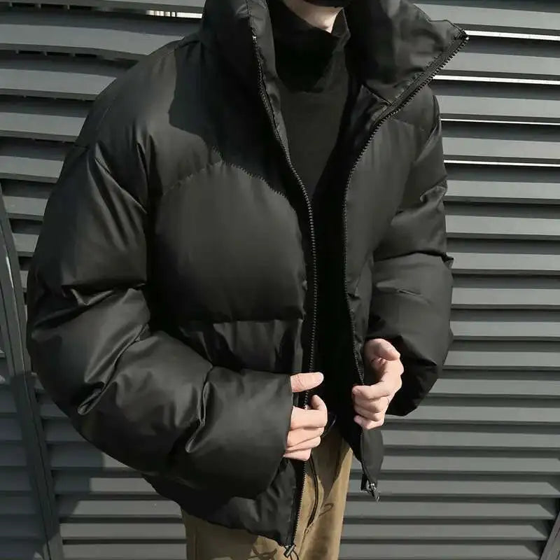 PFHQ Winter 2024 Short Loose Bread American Cotton Jacket Winter solid color stand collar long sleeve male tops