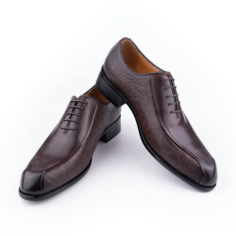 Deluxe Men's Leather Shoes Formal Dress Shoes Wedding Party Oxford Handmade Comfortable Lace Up Genuine Leather Men's Shoe