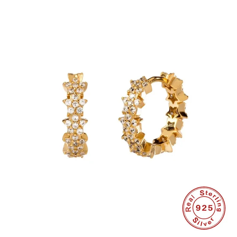 CANNER White Zircon Simple Love Round Earring For Women 925 Sterling Silver Earrings Hoops Pendiente Plata Piercing Gold Jewelry
