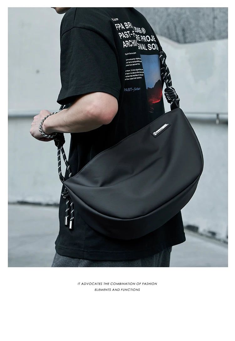 Japanese Sling Bag for Men, Waterproof Lightweight Crossbody Bag, Sports Travel Shoulder Bag Fit 12.9 inch iPad
