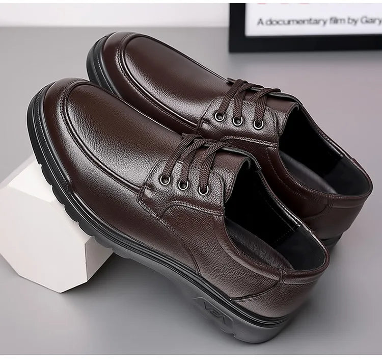 Cowhide Men Shoes Men Business Casual Leather Shoes Men Fashion Breathable Shoes British Casual Lace Up Single Leather Shoes