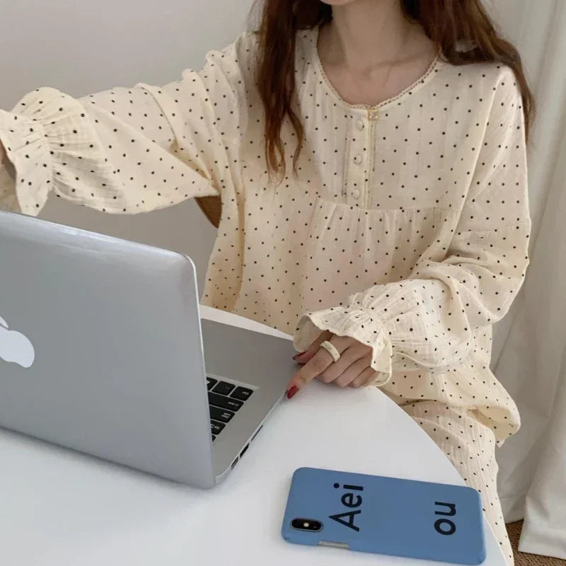 Women's New Pajamas Homewear Suit Spring and Fall Korean Version of the Long-Sleeved Long Pants Thin Section Loose Homewear Suit