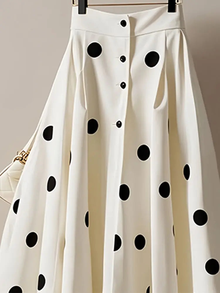 Women Spring Autumn Simplicity Office Lady Polka Dot Appear Thin Skirt Ladies Fashion All-match Trend Temperament A-line Skirt