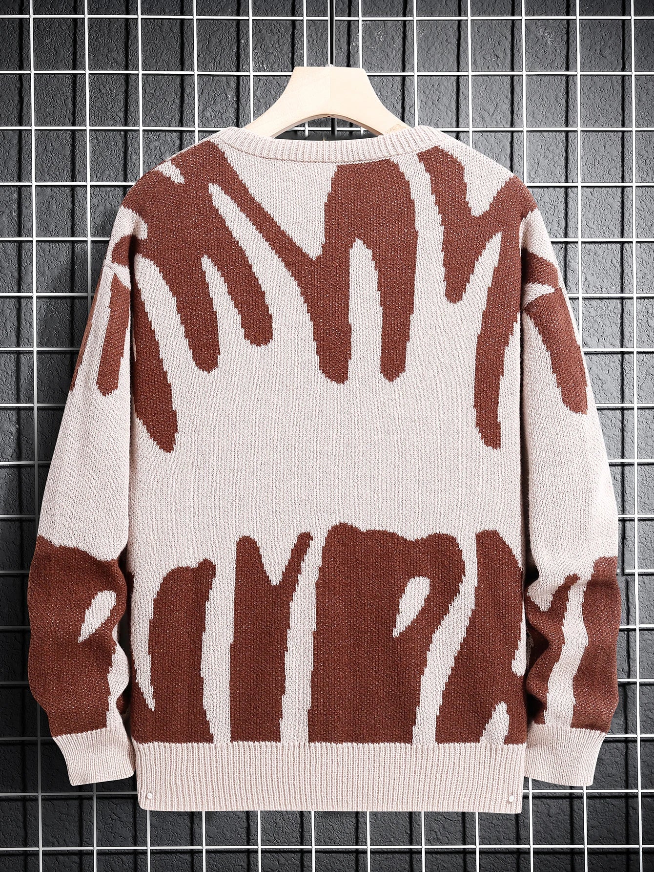 New Popular Spring & Fall Astronaut Star-Picking Jacquard Pattern Pullover Sweater Casual Round Neck Contrast Color Knitted Men'