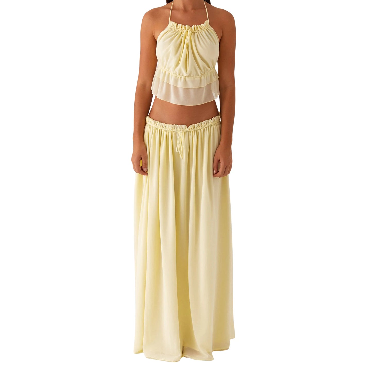 Women s Floral Print Crop Top and High Waisted Maxi Skirt Set for Summer Vacation Beachwear Outfit