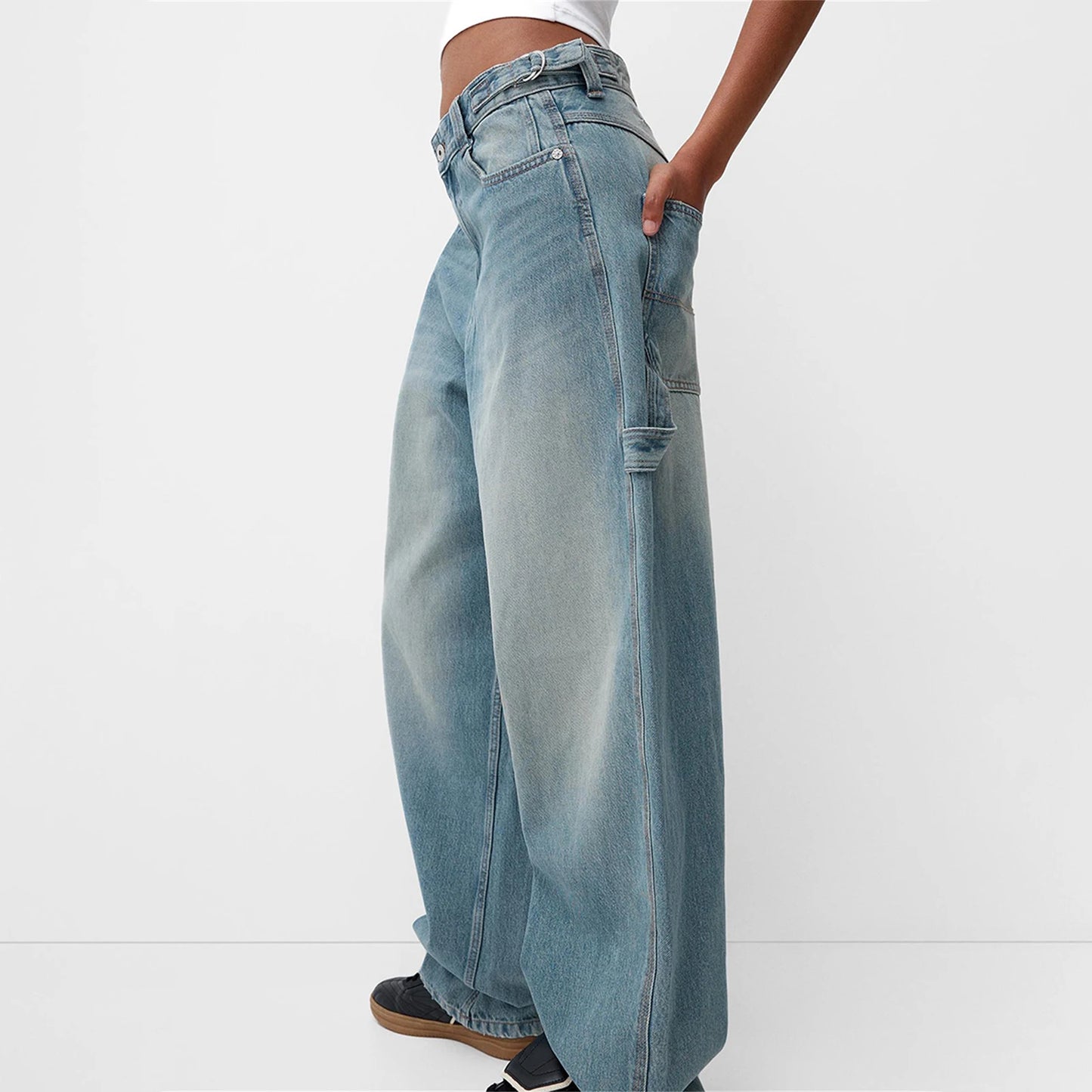 Womens Jeans High Waisted Straight Wide Leg Baggy Jeans Y2k Boyfriend Vintage Washed Loose Denim Pants Cyber Grunge Streetwear