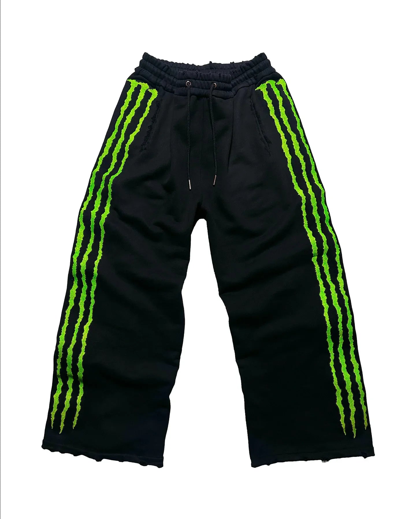 Claw Triple Stripe Fluorescence Sweatpants Y2K Streetwear Hip Hop Personality Glow Casual Pants Cotton Drawstring Joggers