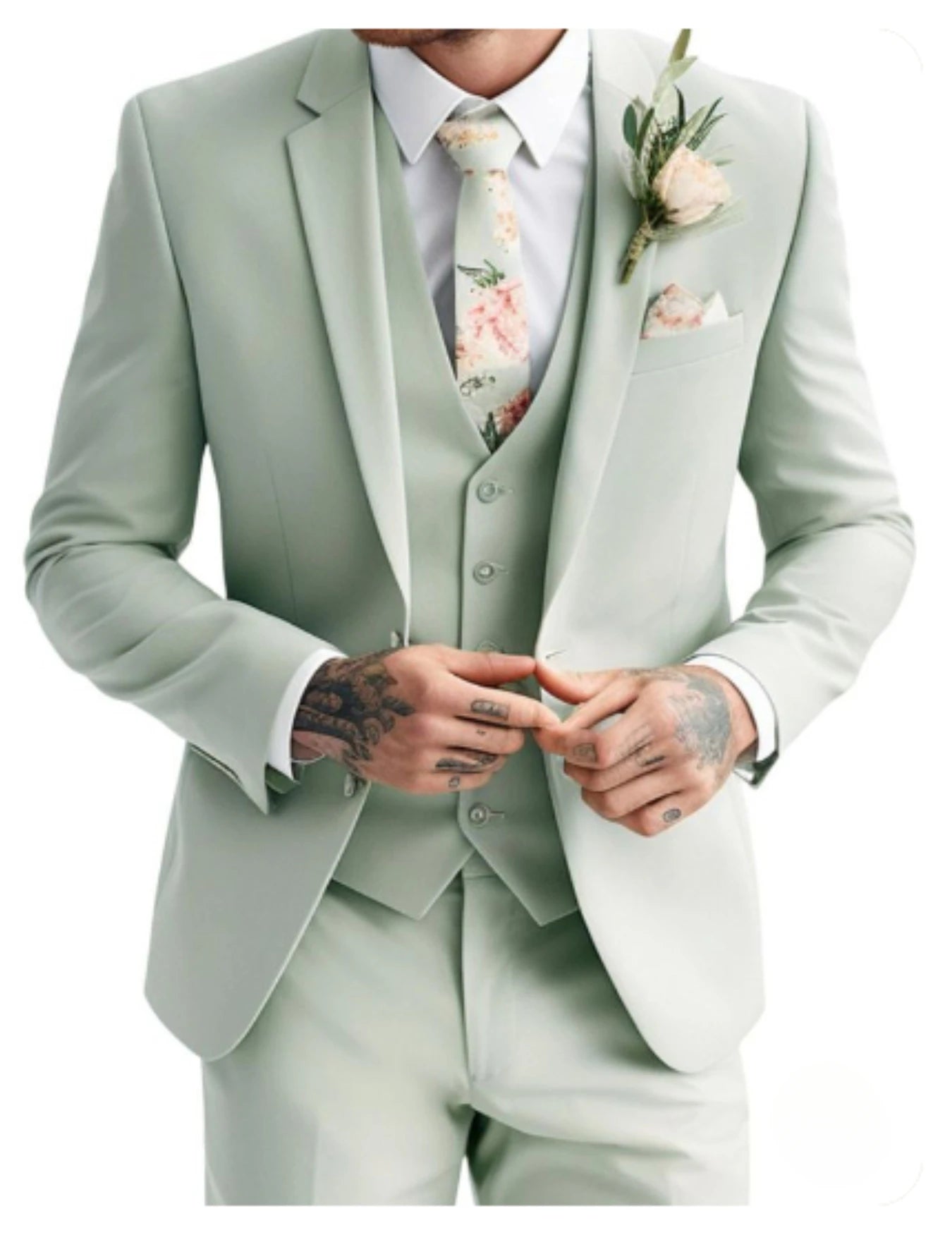 Men's Special Sage Green 3 piece suit Summer Wedding Suit Green 3 piece suit