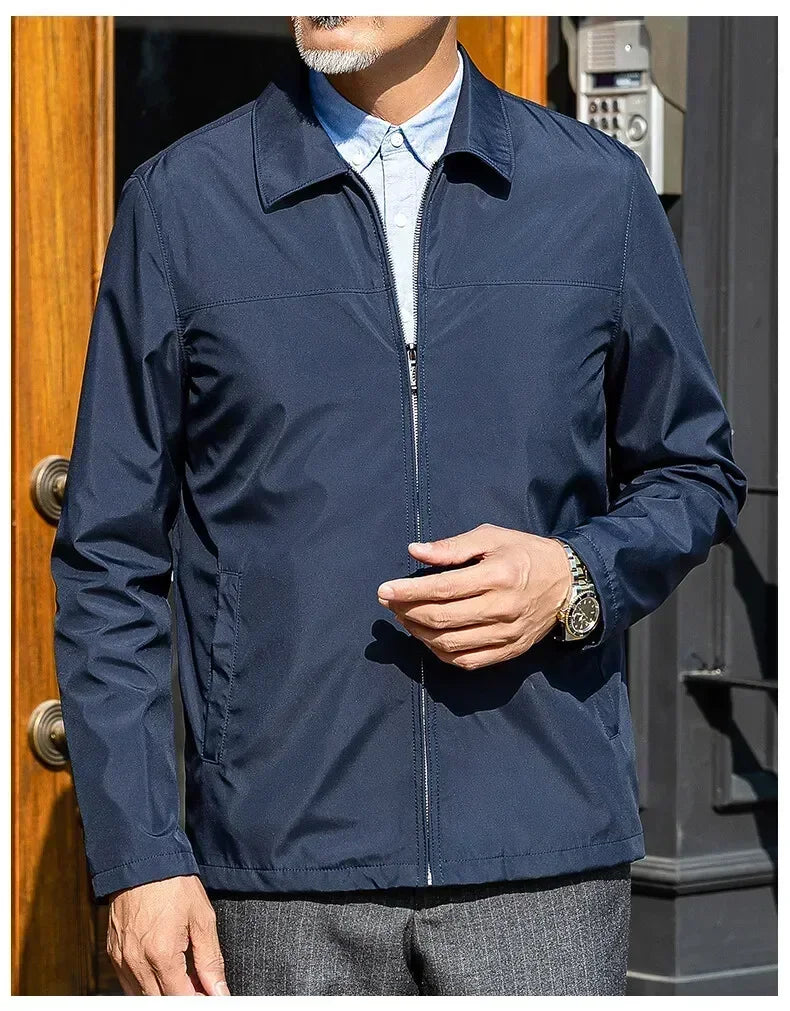 Business Casual Jacket Dad Outer Suit Coat New Men's Middle-aged and Elderly Stand-up Collar Plus Size Spring and Autumn