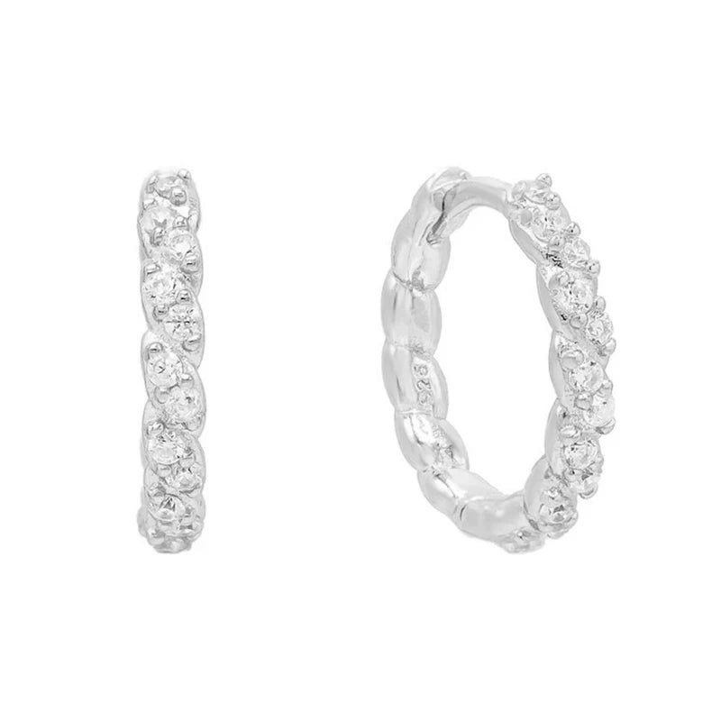 CANNER White Zircon Simple Love Round Earring For Women 925 Sterling Silver Earrings Hoops Pendiente Plata Piercing Gold Jewelry