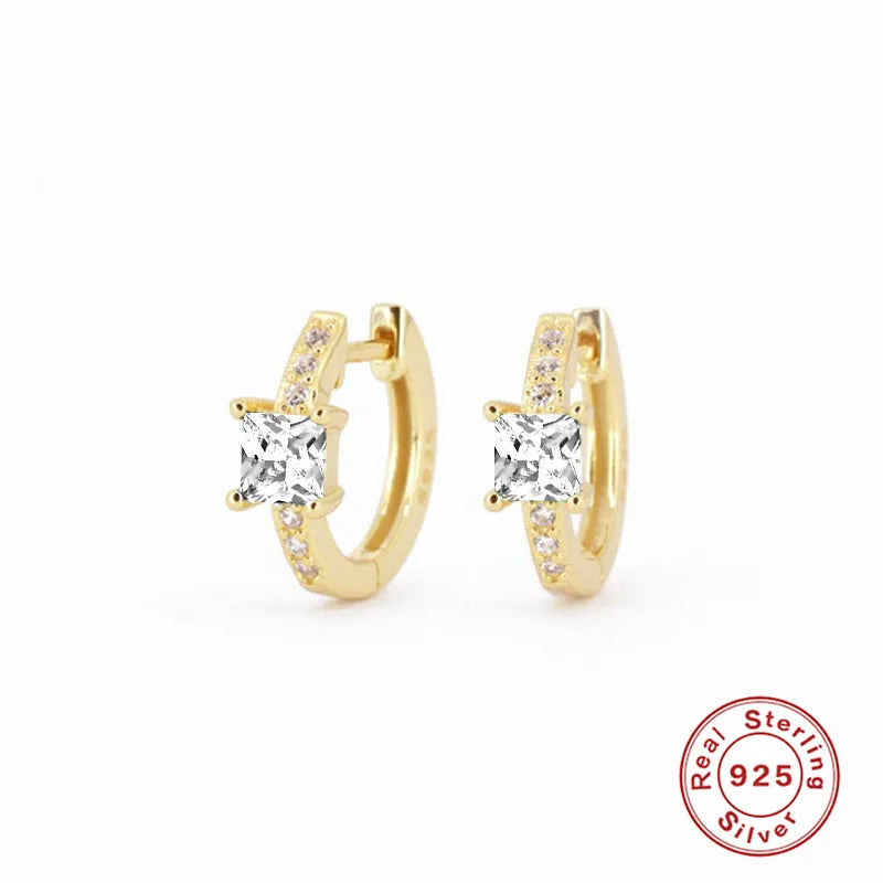 CANNER White Zircon Simple Love Round Earring For Women 925 Sterling Silver Earrings Hoops Pendiente Plata Piercing Gold Jewelry