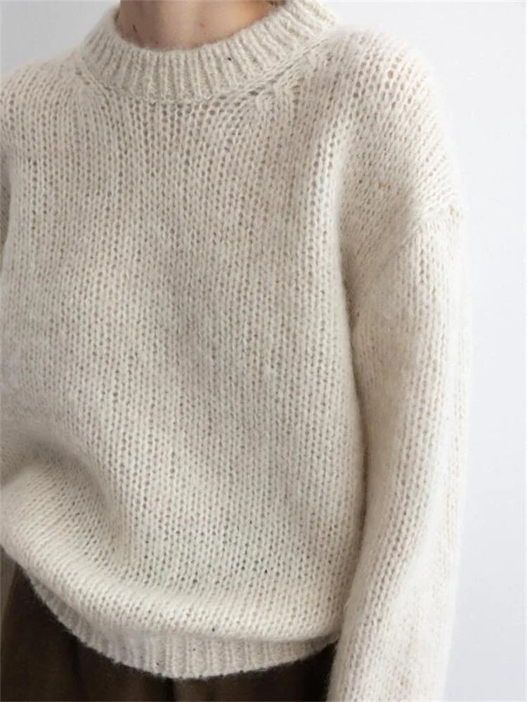 Women 24th Autumn and Winter New Mohair Sweater Lazy Feeling Loose Wool Sweater Top