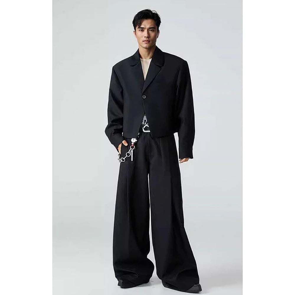 Fashion Black Men's Suits Two Pieces Single Button Lapel Suit For Party Prom Wedding Groom Daily Office Casual Formal Man Sets