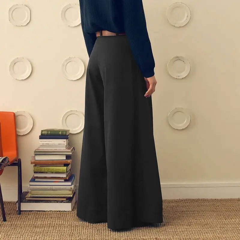 INCERUN Men Wide Leg Pants Solid Color Button Joggers Loose Pleated Casual Trousers Men Streetwear 2024 Fashion Long Pants S-5XL