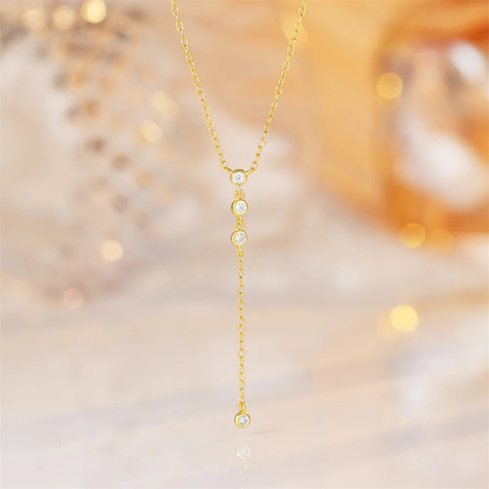 AIDE 925 Sterling Silver Personalized Snake Chain Adjustable Y Necklace Clavicle Pendant Chokers Necklace Women's Holiday Gifts