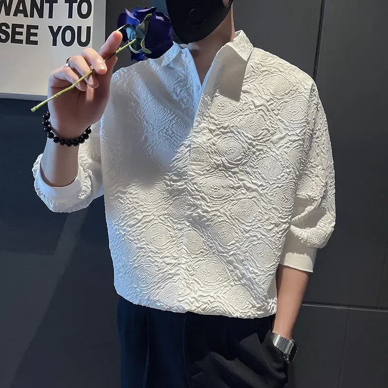Man Shirt Graphic Half Sleeve Shirts For Men White New In Fashion 2024 Xxl Elegant With Sleeves Tops Trend S Luxury Social I