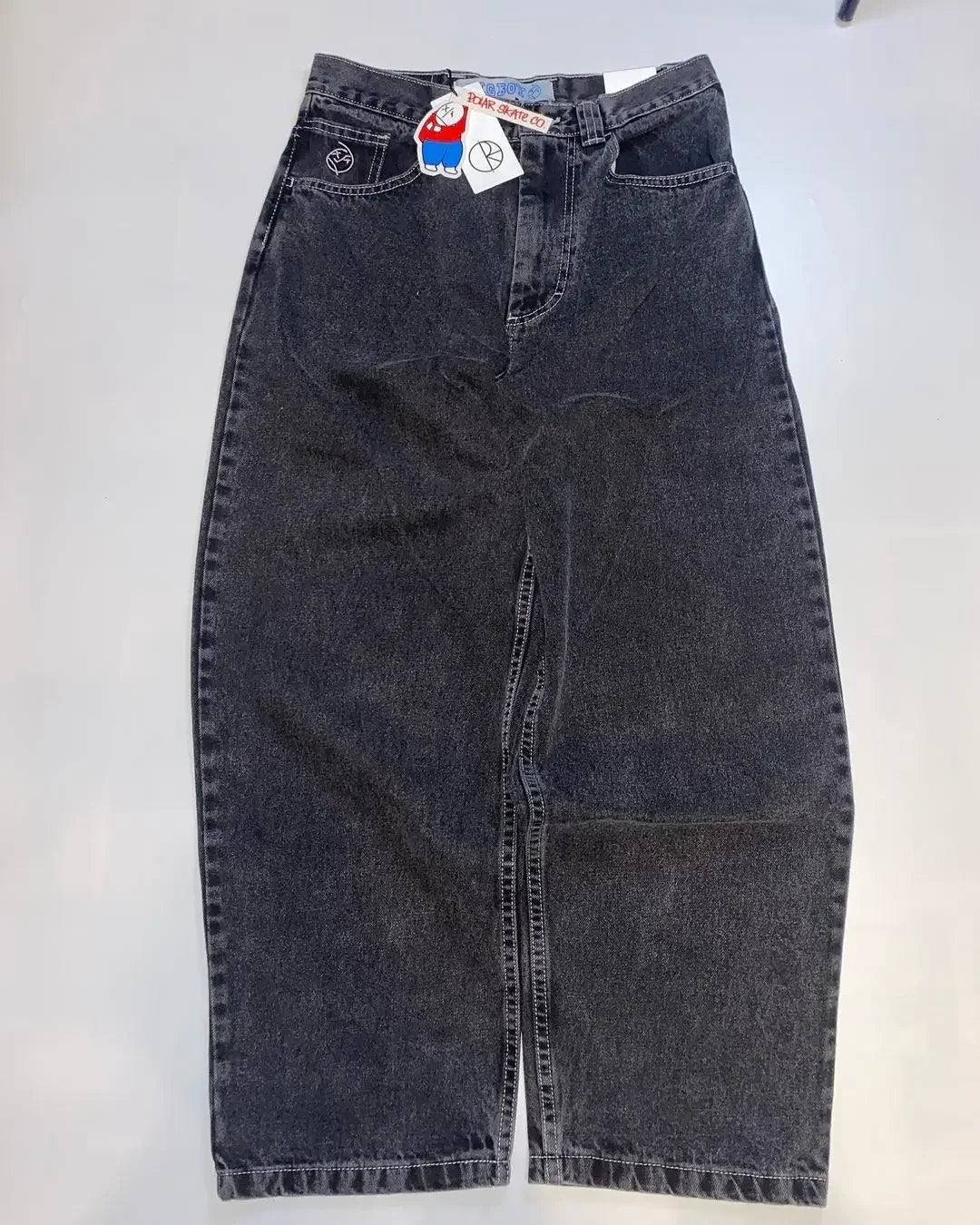 Y2K classic Gothic skull print casual straight leg high waisted pants hip-hop retro loose couple street aesthetic clothing jeans