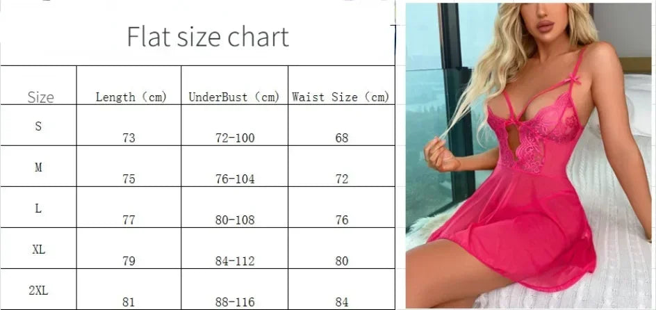 Exotic Female Underwear Nightgown Sexy Lingerie Women Crotchless Sleepwear Pajamas Lace Night Dress Costumes G-string