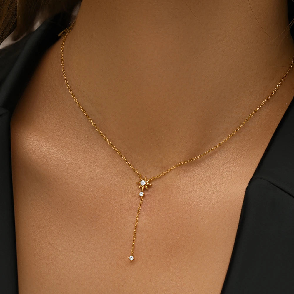 AIDE 925 Sterling Silver Personalized Snake Chain Adjustable Y Necklace Clavicle Pendant Chokers Necklace Women's Holiday Gifts