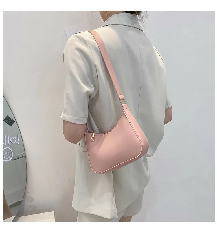 New Women's Fashion Handbags Retro Solid Color PU Leather Shoulder Underarm Bag Casual Women Handbags Designer Bag for Women