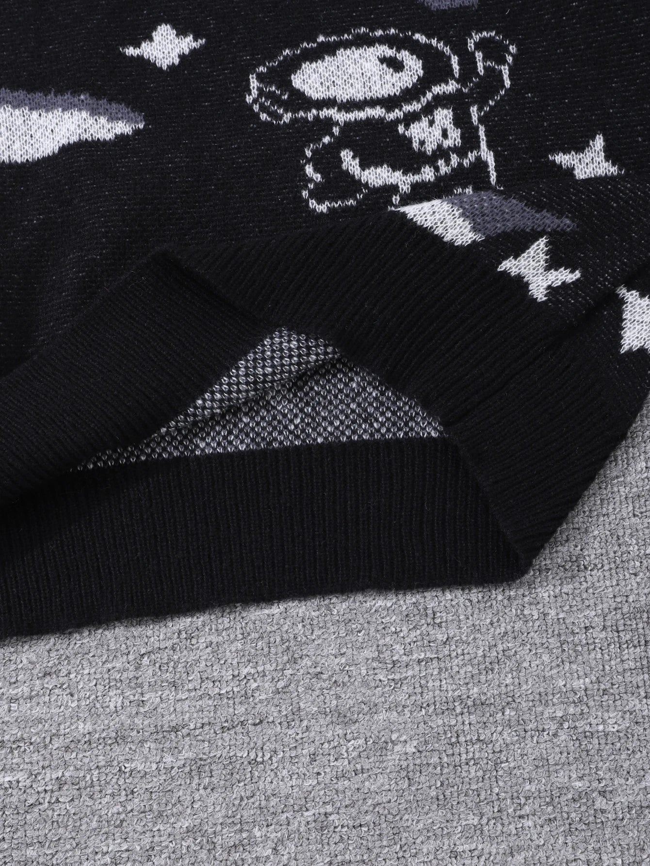 New Popular Spring & Fall Astronaut Star-Picking Jacquard Pattern Pullover Sweater Casual Round Neck Contrast Color Knitted Men'
