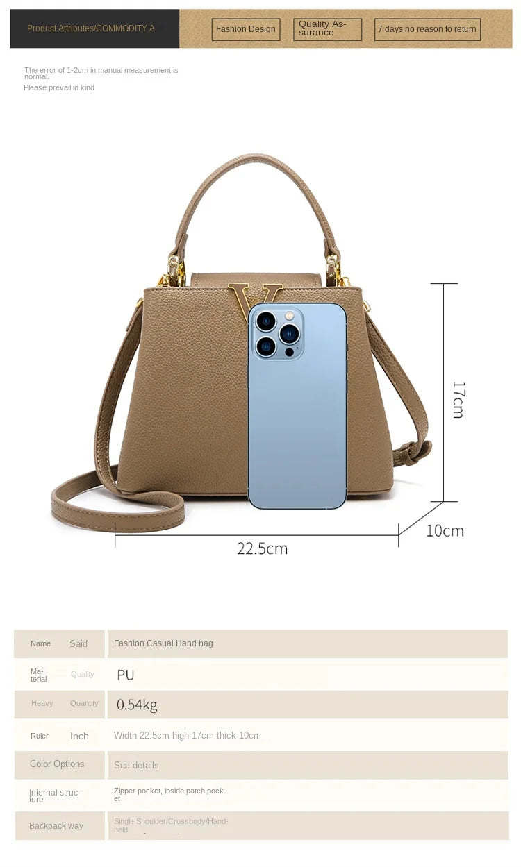 New Summer Versatile Women's Bag High-end Sense Exquisite Handbag Soft Leather Crossbody Commuter Bags Luxury Fashion